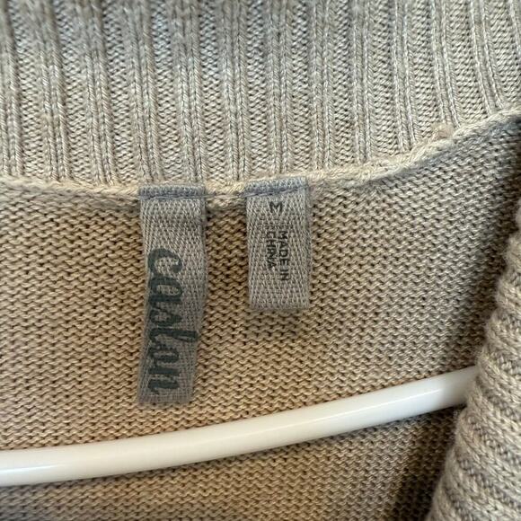 Caslon Short Sleeve Cowl Neck Sweater Pockets Tan Beige Cotton Viscose Medium - Picture 4 of 8